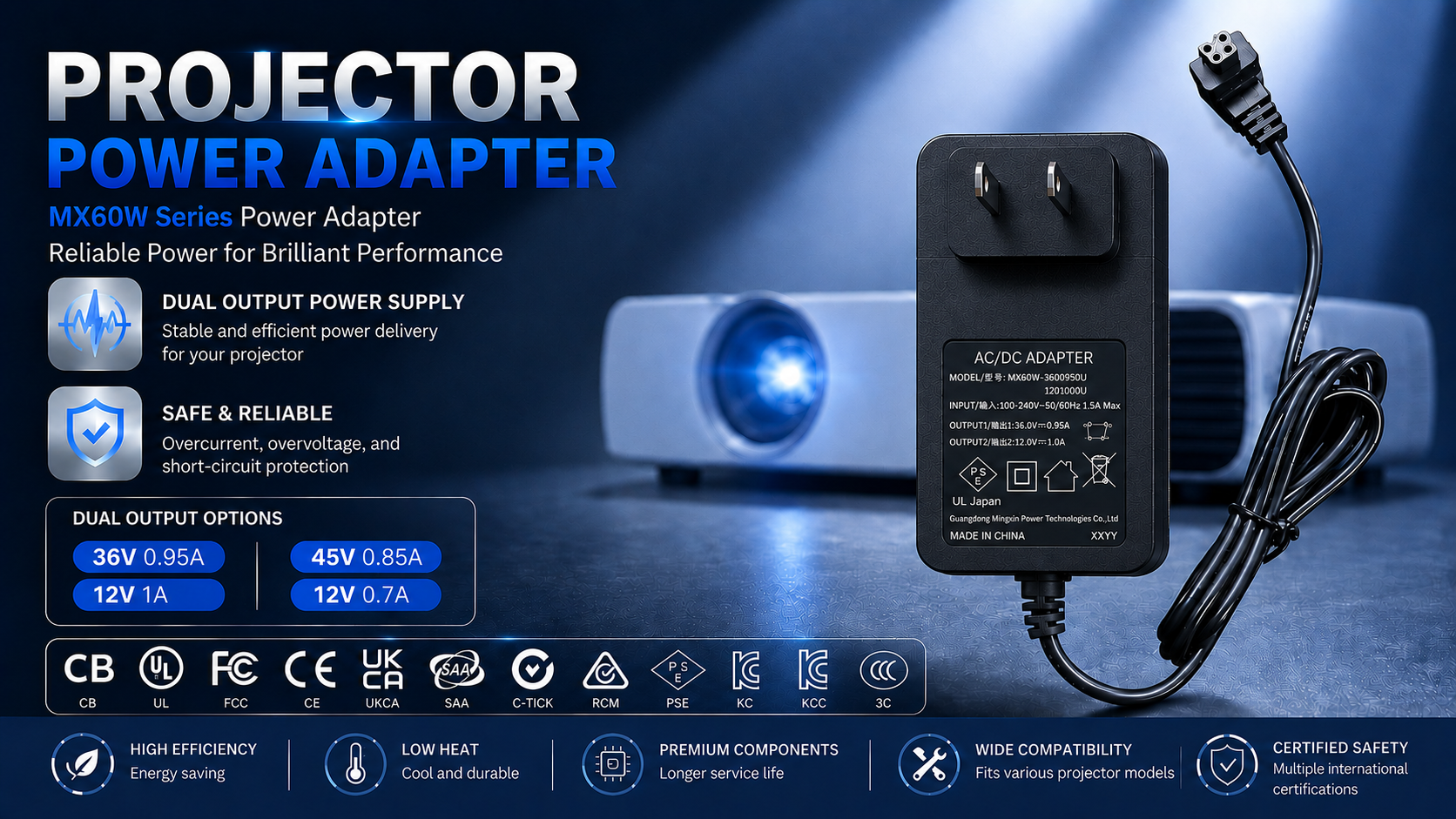 Projector adapter dual output